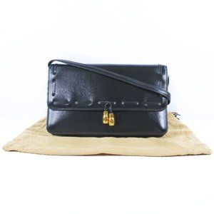 HERMES Tassel 2-way clutch Shoulder Bag black Calfskin Women